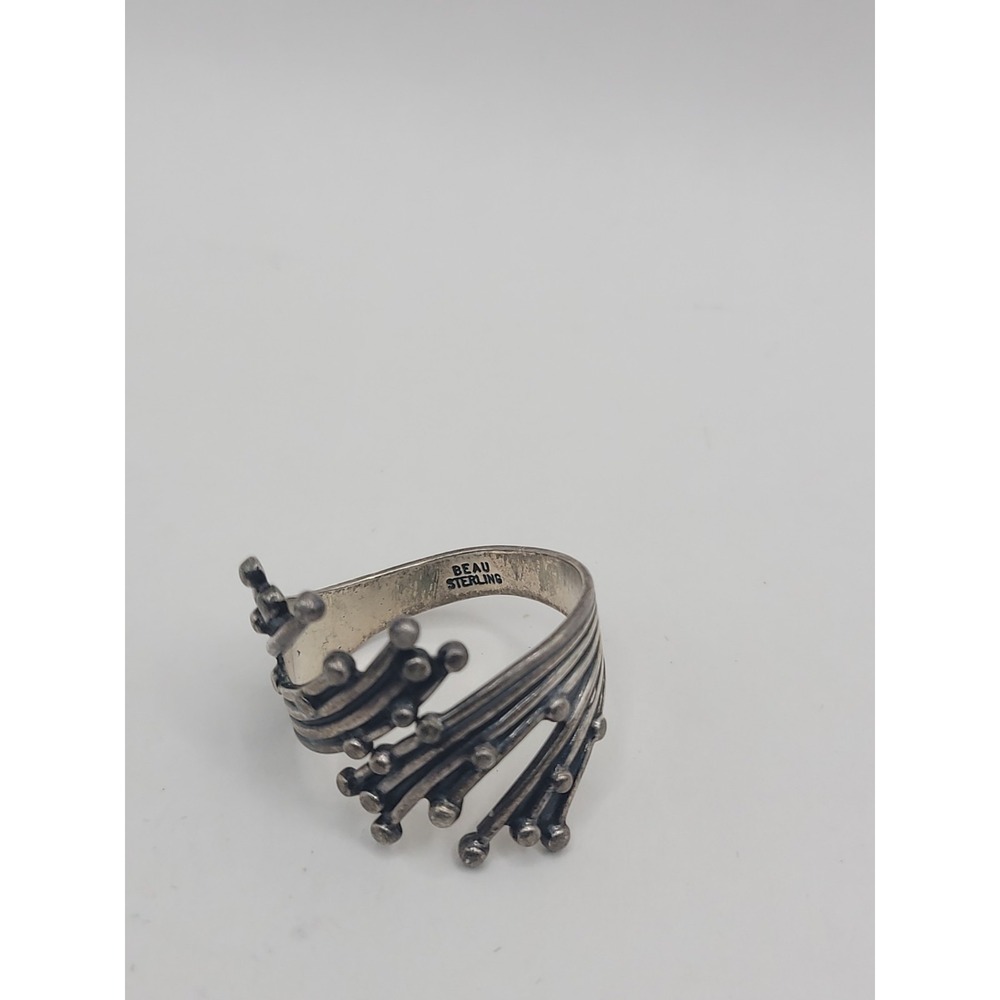925 Sterling Silver Modernist Spray Burst Wrap Statement Ring Size 9 - Picture 9 of 10